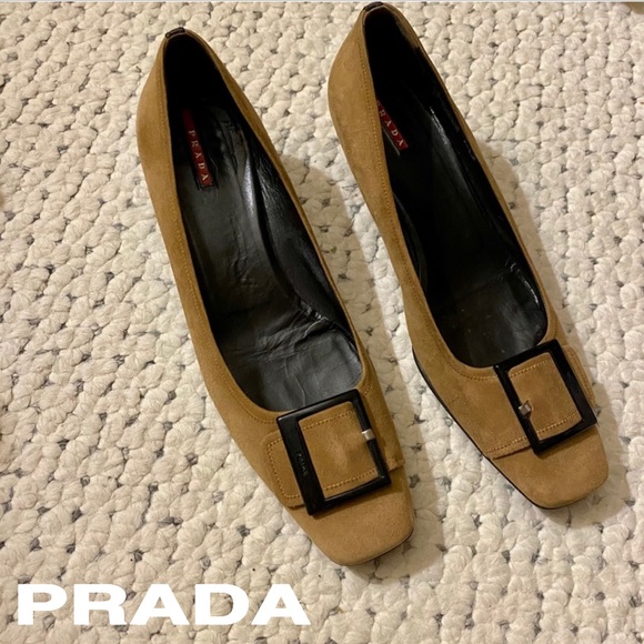PRADA Kitten Heels Iconic Mod Buckle Square Toe 41 11 - Picture 12 of 13